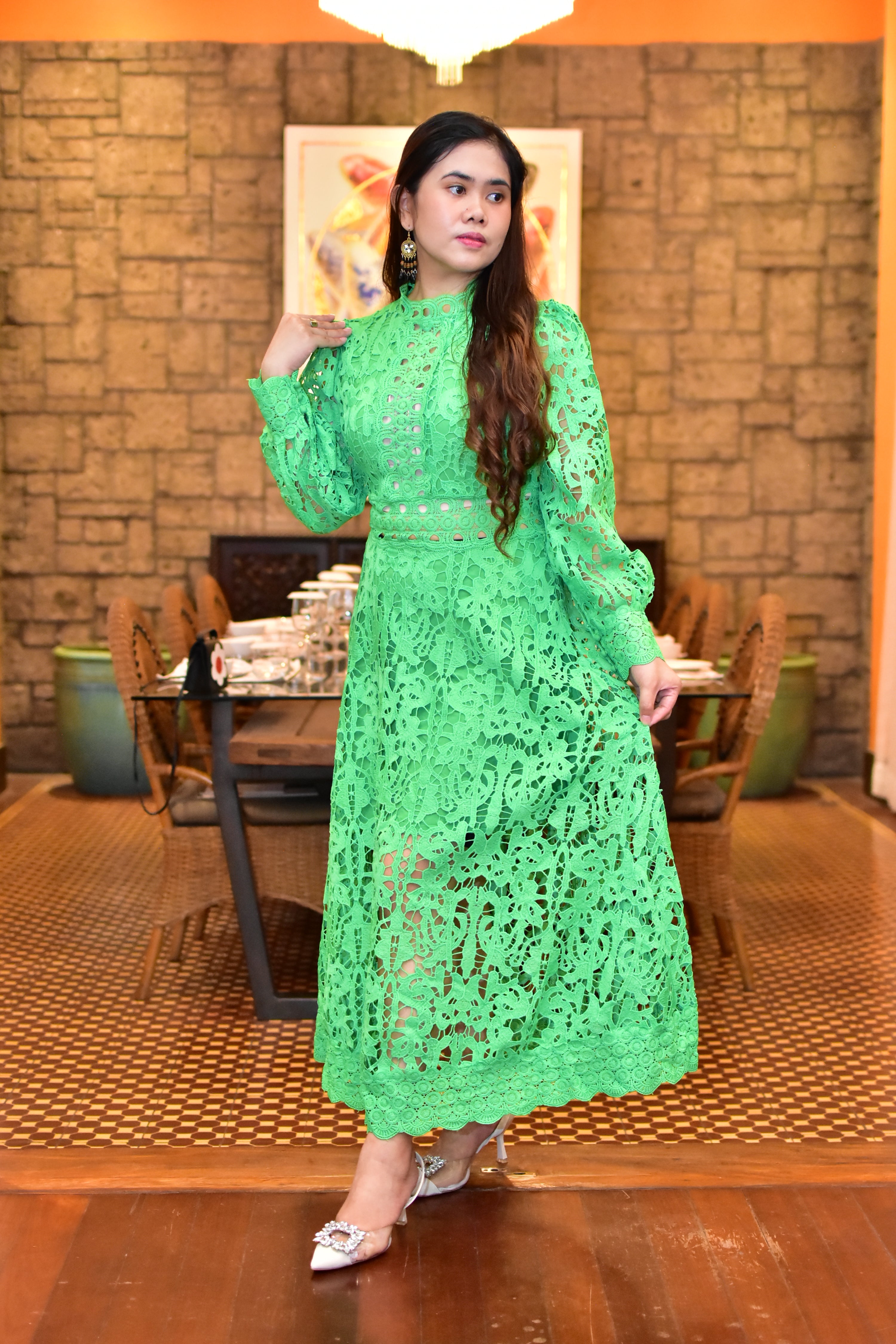 Green Oasis Dress Floral Embroidered Dresses for Women Bauble Buy